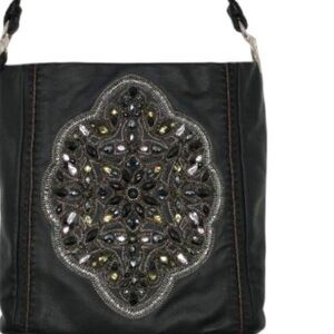 Brighton Anjulina Anju Black Beaded Soft Leather bucket bag